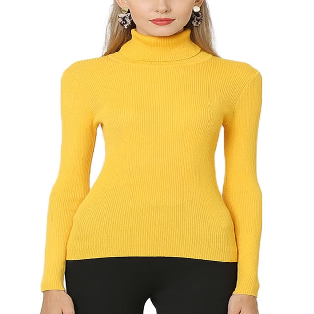 Chemise à Manches Longues pour Femmes Décontractée Couleur Unie Thermique Col Roulé Chemises Blouse Noir 3TG