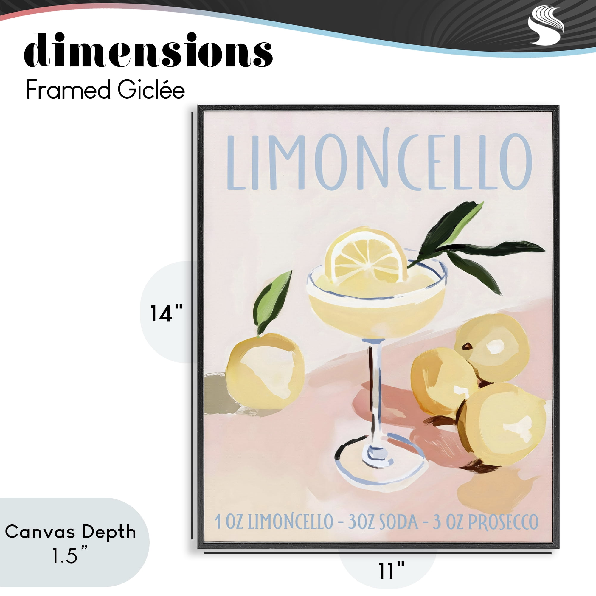 Stupell Industries Limoncello Summer Cocktail Black Framed Giclee Art, design by Sisi and Seb