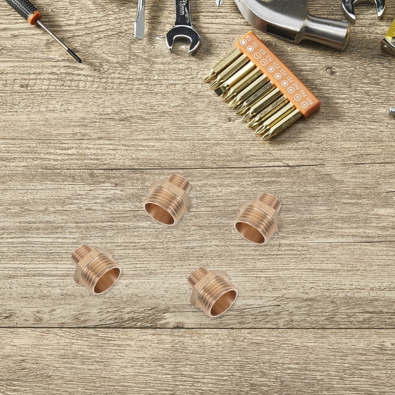 Uonlytech 4Pcs Golden Copper Hose Connectors Threaded Fittings for Garden and Industrial Pipes
