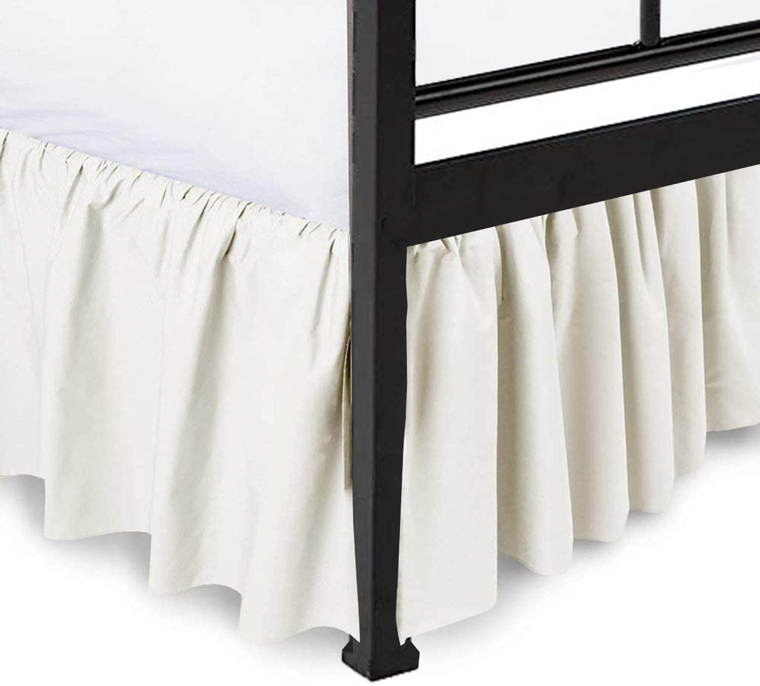 Ruffled Bed skirts Cotton Queen, Taupe 18" Bed Skirt with Platform Split Corner 