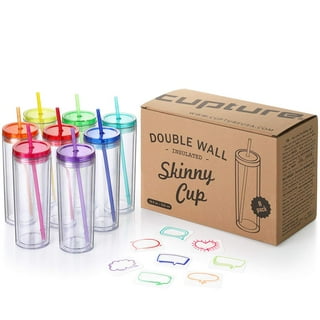 Skinny Tumblers with Lids and Straws Bulk.Matte Multi Slim Tumbler  Cups with Straws.16 oz Plastic Pastel Double Walled Acrylic Skinny Tumbler  Set for Smoothie Ice Coffee.Customizable DIY Gift. : Everything Else