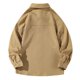 thumbnail image 2 of Playeras Camisa de manga larga holgada de color sólido para hombre Camisa informal de moda de talla grande (Khaki, XXL), 2 of 3