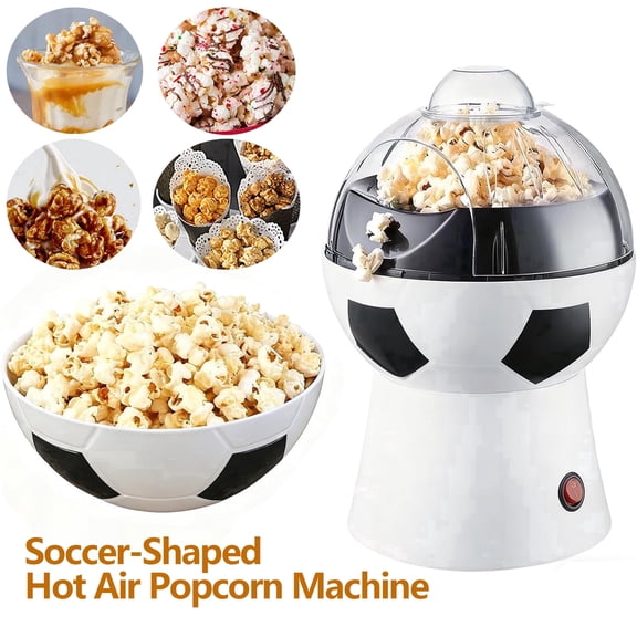 Popcorn Popper, 1200W Oil-Free Popcorn Machin,Soccer-Shaped Hot Air Popcorn Machine,Air Popcorn Maker,Food-Grade PP with Measuring Cup and Butter Melter,One-Touchfor Home, Game Night,Camping