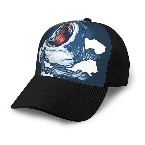 Naloa Shark Adult adjustable Print Baseball Hat, Patchwork curved brim baseball capfor Men and Women, One Size