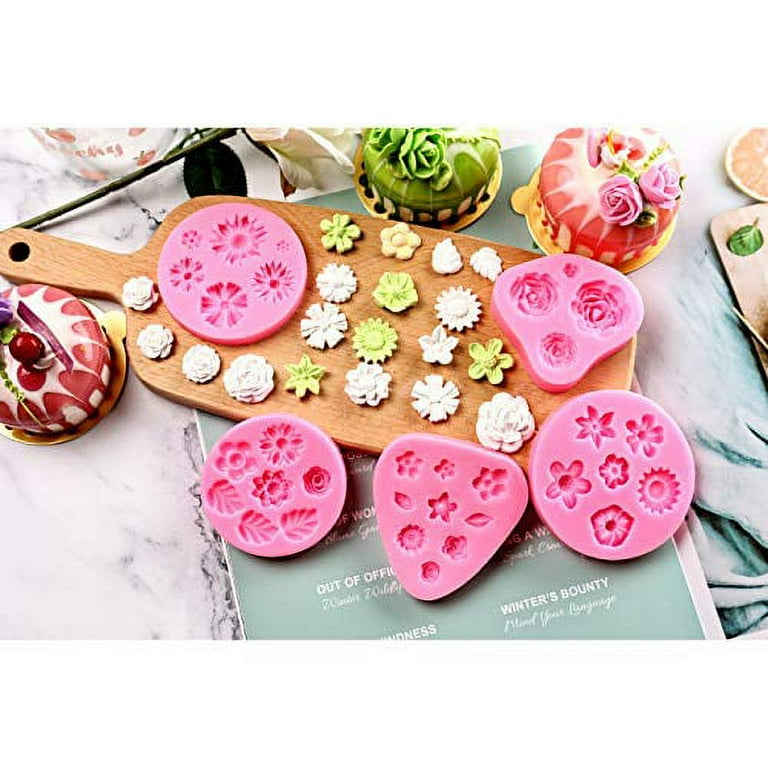 Mini flowers silicone mold for fondant polymer clay cake decor flowers mold