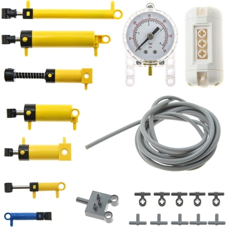 21pcs Pneumatic Technic-Parts Kit Compatible with Lego Pneumatic Cylinders-Air-Pump Pressure Rod Switch Piston Hose Technic Linear Actuator MOC-Spare-Parts