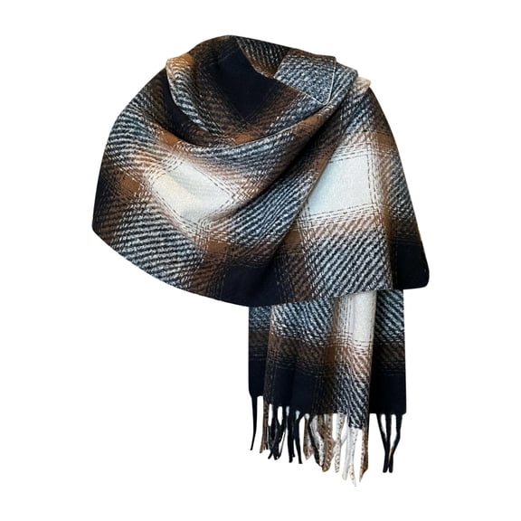 Scarf for Women Winter Winter Scarves Elegant Gradient Plaid Winter Scarf with Tassels Unisex Thick Warm Soft Fashion Shawl Wrap for And