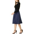 thumbnail image 5 of MODA NOVA Junior's Plaid High Waist Belted A-Line Casual Mid Skirt Blue S, 5 of 7
