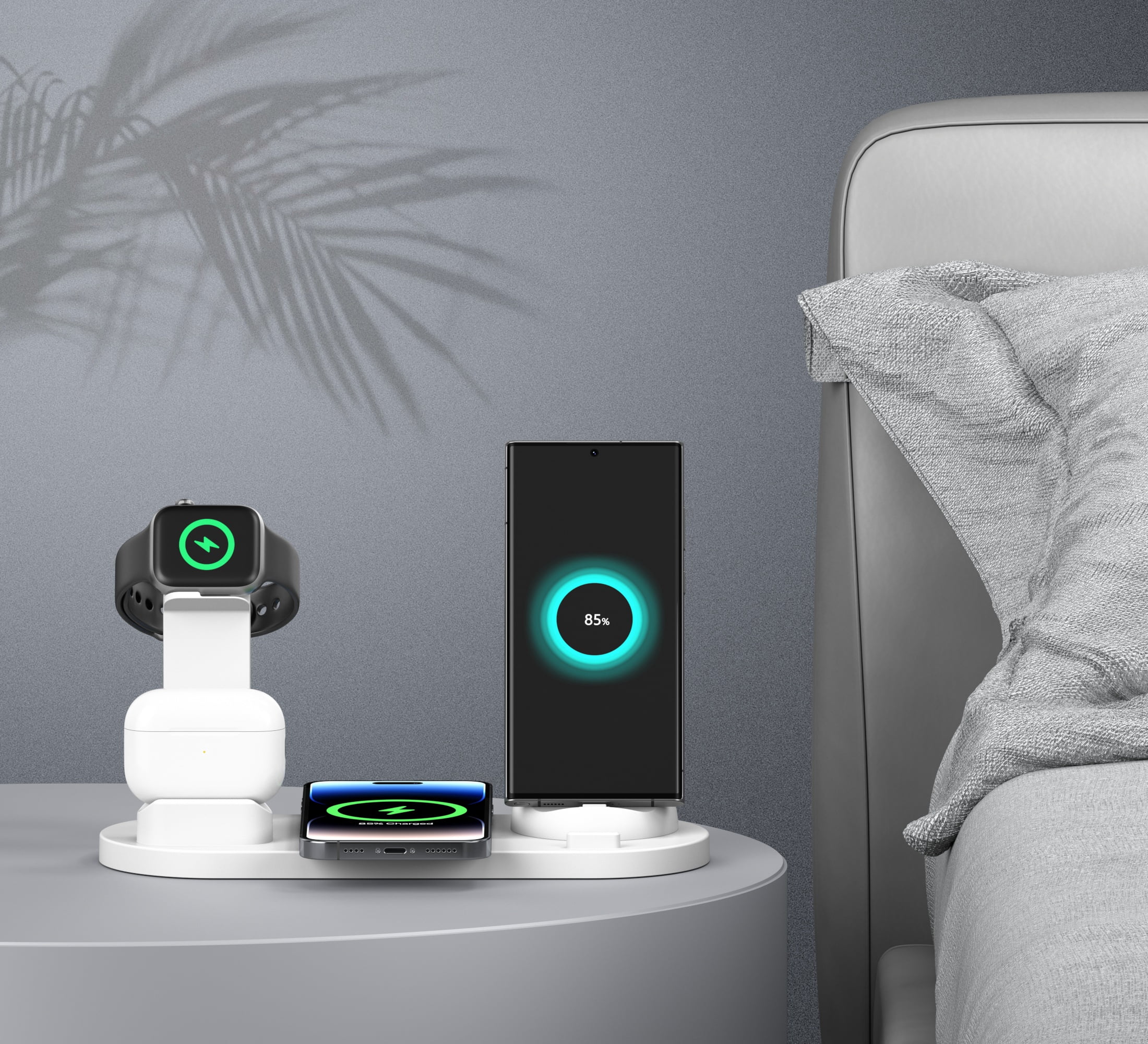 Egoelife Wireless Charger Mobile Phone Charging Station For Multiple Devices , Multi-in-one Charger, Fast Charging, White