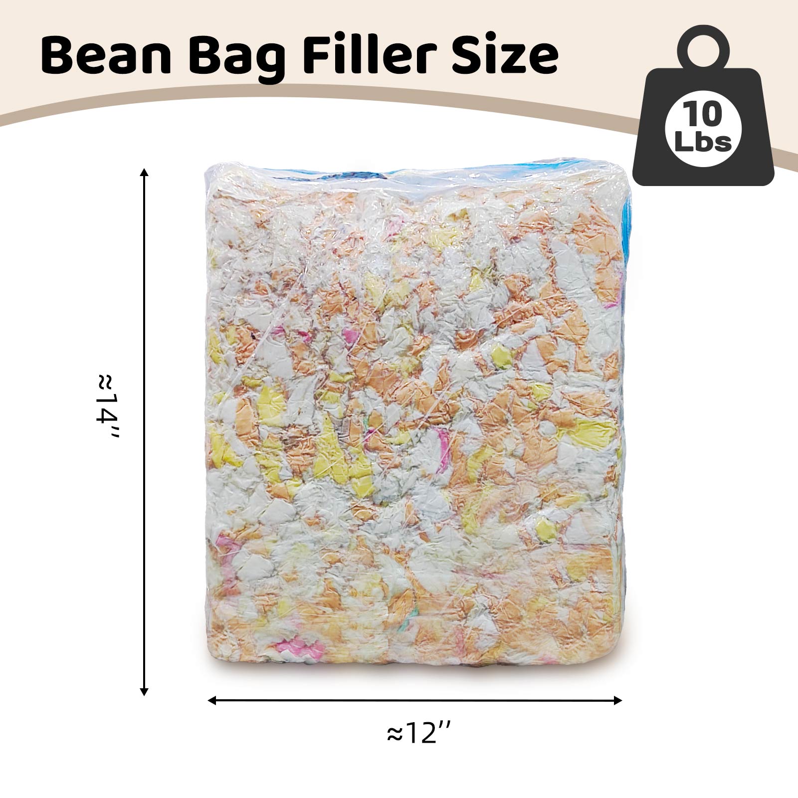 Bean Bag Filler,Shredded Memory Foam 10lbs,Bean Bag Filling Punching Bag Filler Soft Stuffing for Couch Cushion Pillows Dog Bed Stuffed Animals Beanbags Chairs Arts Crafts (10Pounds)