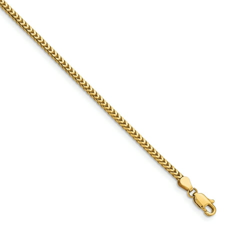 14k Yellow Gold 2.5mm Franco Bracelet Chain 7 Inch Gifts For Women For Her