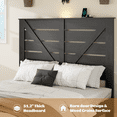 thumbnail image 4 of PAPROOS Queen Bed Frame with Headboard, Farmhouse Queen Bed with Charging Station and Touch Lamp, Wood Platform Bed with Metal Slats, No Box Spring Needed, Noise Free, Black, 4 of 7
