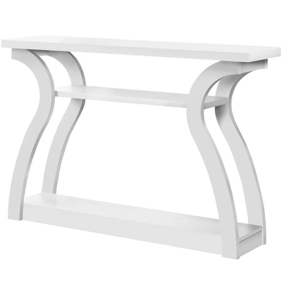Pemberly Row Modern 47" Wooden Curved Base Entryway Hall Console Table in White