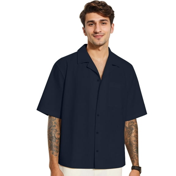 Men's Short Sleeve Shirts Casual Shirts Button Down Shirt for Men Beach Summer Wedding Shirt