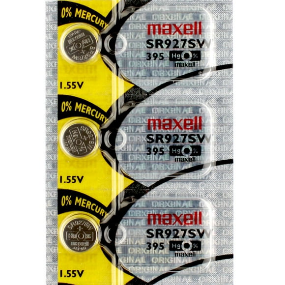 3 x Maxell 395 Watch Batteries, SR927SW or 399 Battery