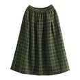 thumbnail image 6 of Women Plaid Skirt with Pockets Midi Length Vintage A Line Skirts (Green L), 6 of 6