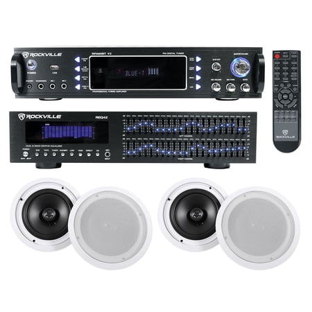 Rockville Home Theater Bluetooth Receiver+Equalizer EQ+(4) 8  Ceiling Speakers price history on PriceWatchPro