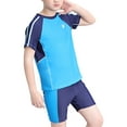 thumbnail image 2 of vastwit Kids Boys Swim Trunks with Tops Hats Set Rash Guard Swimsuit Beach Sports Bathing Suit Blue 6-7, 2 of 4