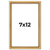7x12 Frame Beaded Gold Solid Wood Picture Frame | 0.75 Inches Moulding Width | Liscio Oro