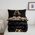 thumbnail image 5 of Manfei Leopard Print Initial A Twin Comforter Sets,Kawaii Bow Bedding Set,Black Brown,Black Reversible,2pcs,1 Comforter and 1 Pillowcase, 5 of 7