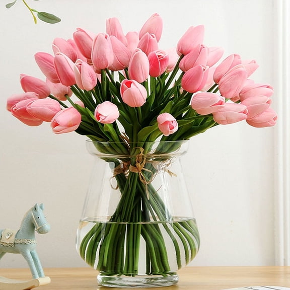 1 Bouquet Tulips Artificial Flowers Faux Tulip Stems Real Feel PU Tulips for Easter Spring Wreath Wedding Bouquet Centerpiece Floral Arrangement Cemetery Table Decor, 14.2" Tall,10PCS