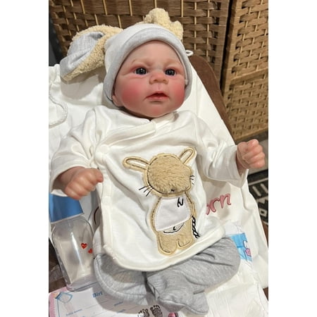 Reborn Baby Dolls 17" Realistic Baby Doll Boy, Full Vinyl Body Babys Doll, Lifelike Newborn Babies, Real Life Reborn Dolls with Accessories