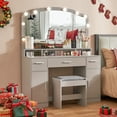 thumbnail image 3 of USIKEY Women Modern Large Vanity Set with Lighted Mirror and Storage Cabinets Table Set, Gray, 3 of 10