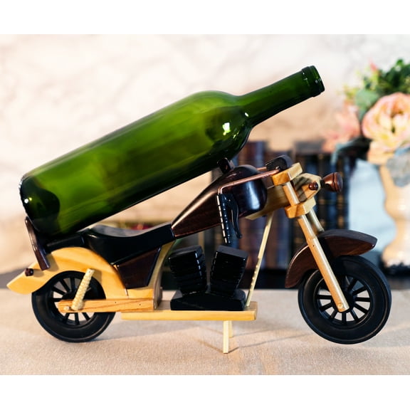 Hand Made Wood Retro Style Flathead Chopper Motorcycle Bike Wine Holder Figurine