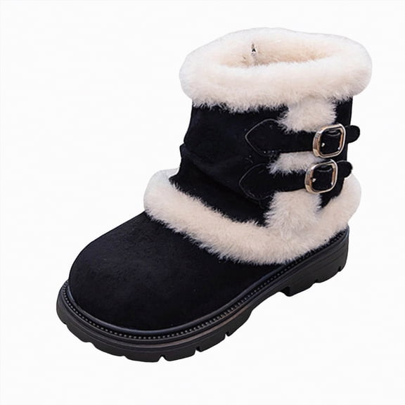Gvdentm Winter Boots Boys Girls Kids Snow Boots Winter Boots for Girls Water Resistance Boys Snow Boots Girls Boots Boots Warm Girls Boys Snow Boots(Black,2)