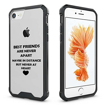 For Apple iPhone Clear Shockproof Bumper Case Hard Cover Best Friends Long Distance Love (Black for iPhone 7