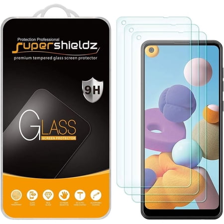 Supershieldz Designed for Samsung Galaxy A21 Tempered Glass Screen Protector, Anti Scratch, Bubble Free (3 Pack)