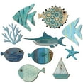 thumbnail image 2 of Fish Wall Decor Set of 10 – Wooden School of Fish Wall Art, Multicolor Nautical Beach Theme Decor for Bathroom or Home, 7.87x5 in, Easy Hanging Ocean-Inspired Accent, 2 of 7