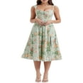 thumbnail image 2 of Femmes Col Carré Bustier Robe Sling Boho Imprimé Floral Fente Midi Sans Dos Robe Y2k Corset Coupe Basse Partie Robe Fluide, 2 of 9