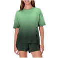 thumbnail image 1 of HomeGardon Short Ensemble de Pyjama pour Femme Été Liquidation, Ensembles de Détente Été, Pyjama Décontracté Ample à Imprimé Col Rond Manches Courtes avec Short, Ensemble de Vêtements de Maison pour Femmes, P-TTG, 1 of 5