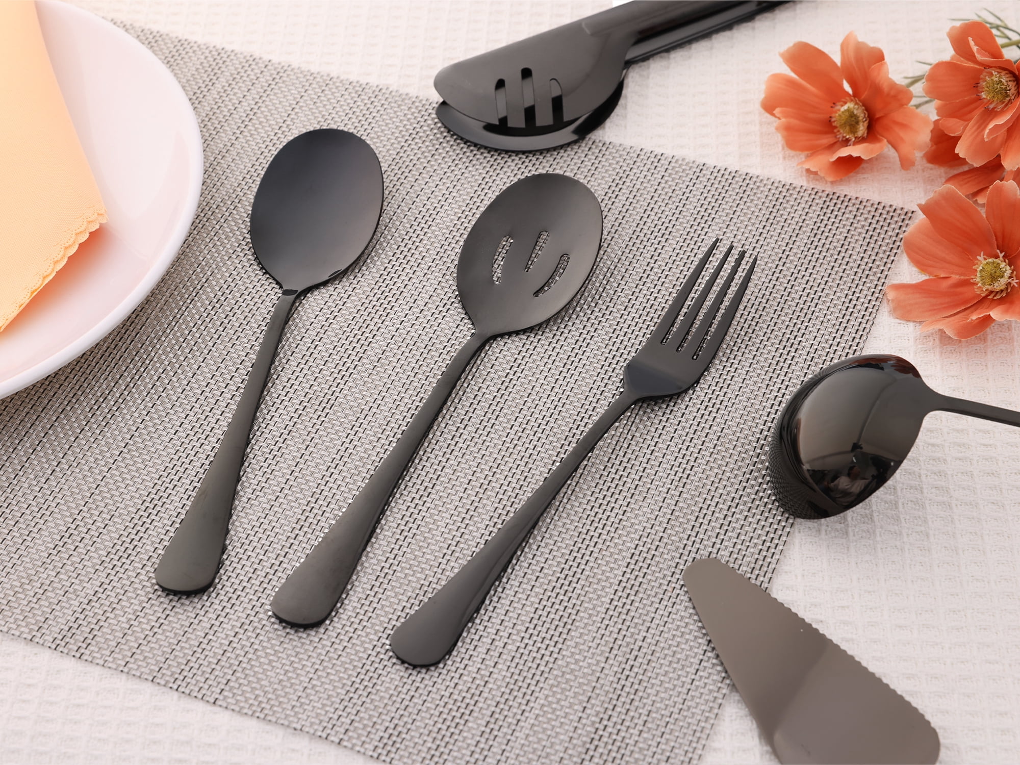 Unique Bargains 10 Piece Silverware Set Stainless Steel Flatware Black 10 Pcs