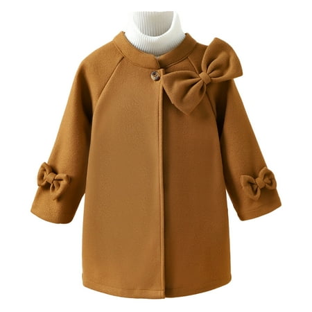 

B91xZ Baby Girls Clothing Kids Toddler Baby Girls Autumn Winter Solid Cotton Long Sleeve Bow Tie Jacket Coat Clothes 4t Winter Coat Girls A 6-7Years