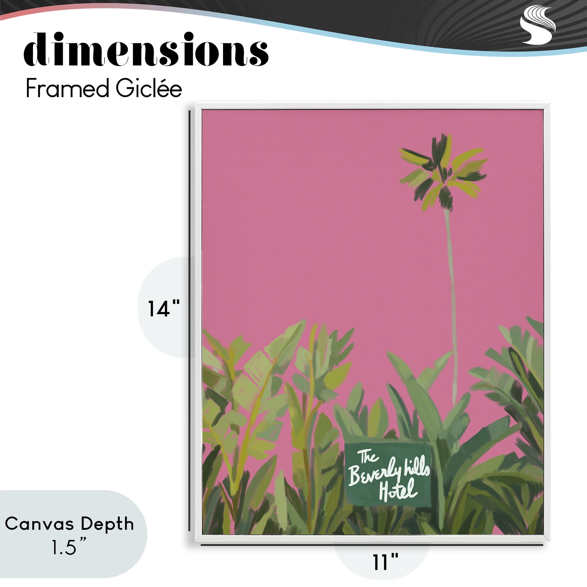 Stupell Industries Beverly Hills Pink & Green White Framed Giclee Art, design by Amelia Noyes