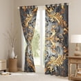 thumbnail image 3 of Erosebridal Retro Damask Flower Curtains Pack of 2 (52x63),Boho Bohemain Black Out Curtains,Gold Gray Gothic Flower Curtains for Living Room For Kids,Breathable Bedroom Decor, 3 of 7