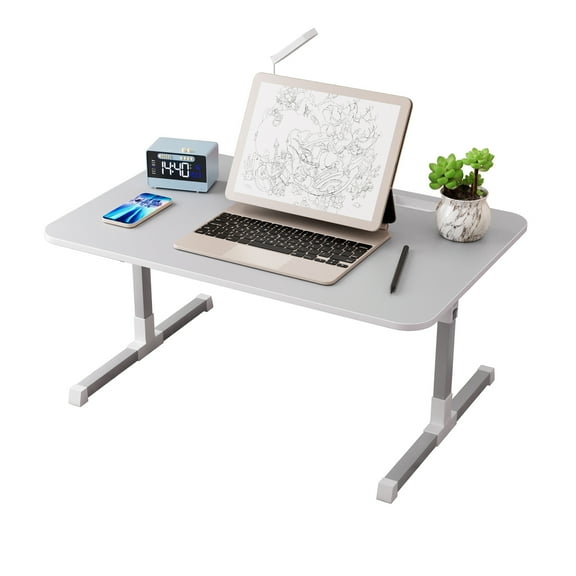 Piweml Laptop Bed Desk, Height Adjustable Laptop Bed Tray Table Lap Stand with LED Light, USB Charging & Foldable Legs, Foldable Portable Lap Desk for Couch Chair Floor Desk for Adults, Kids