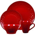 thumbnail image 4 of Lorren Home Trends LH526 16 Piece Stoneware Scroll Dinnerware Set, Red, 4 of 5