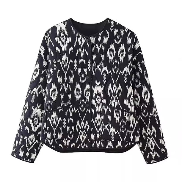Parkas de manga larga, chaqueta informal para mujer, cárdigan, chaqueta holgada con estampado de moda, chaqueta de manga larga, abrigo para mujer