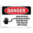 thumbnail image 1 of SignMission OS-DS-A-1218-L-1343 12 x 18 in. OSHA Danger Sign - High Voltage Require Area Kept Clear, 1 of 1