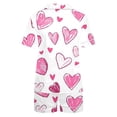 thumbnail image 4 of Wensltd Women Sleepwear Set Casual Valentine Print Collared Short Sleeve Top and Shorts Cozy Home Loungewear Soft Relaxed Fit Pink M, 4 of 9