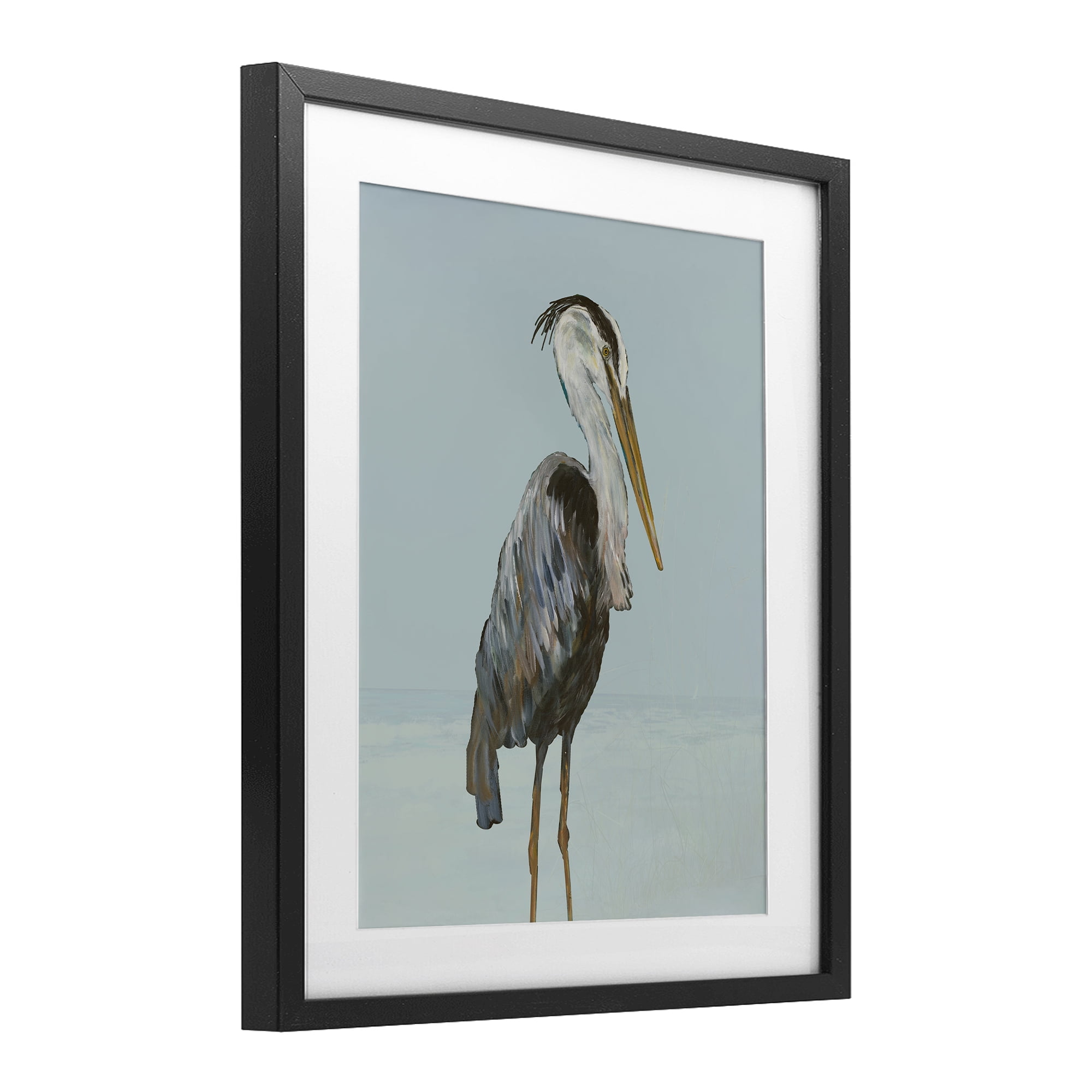 Stupell Industries Coastal Pelican Muted Blue Black Framed Print Under Glass, design by Julie DeRice