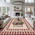 thumbnail image 3 of Rectangle Area Rugs 8 x 10 Ft, Western Texas Star Vintage Non-Slip Residential Carpet, Rustic Wreath Red Beige Plaid Indoor Crawling Mats Runner Rugs for Living Room/Dining Room/Bedroom, 3 of 8