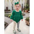 thumbnail image 5 of RUINIXCW Infant Girl Outfit Puff Long Sleeve Square Neck Bubble Romper and Headband, 5 of 8
