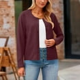 thumbnail image 4 of Posijego Women's Crewneck Cardigan Sweaters Knit Long Sleeve Cropped Cardigans Lightweight Outerwear, 4 of 9