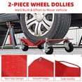 thumbnail image 3 of 2Pcs 3000LBS Car Moving Dolly, Large Wheel Brake Design, Heavy Duty Tire Skate Cart for Truck Automobile Transportation, Red, 3 of 6