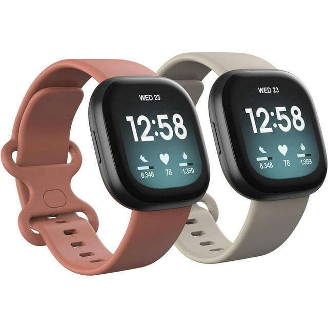 MYKOMI 2 Pack Waterproof Bands Compatible with Fitbit Versa 3 / Fitbit Versa 4 / Fitbit Sense/Sense 2 Bands, Classic Soft Sports Replacement Wristbands for Women Men