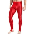 thumbnail image 2 of iefiel Leggings de Sport Brillants pour Hommes, Yoga, Course, Compression, Rouge A TG, 2 of 6